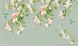花鸟壁画电视背景墙