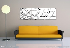 抽象科技黑白线条无框画