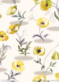 原创手绘清新黄花四方连续花型