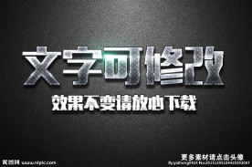 雕刻纹理效果银色金属3D立体