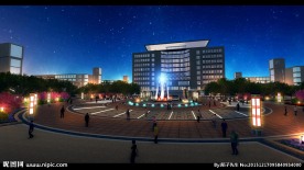 广场夜景透视
