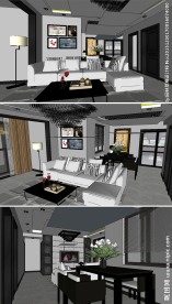 精品现代客厅草图大师SU模型