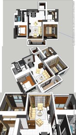 完整现代风格草图大师室内模型
