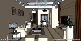 现代风格客厅家具草图大师SU模