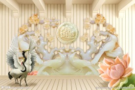 3D玉雕立体花卉壁画背景墙