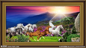 八骏图风景画