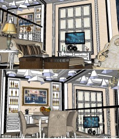 欧式客厅草图大师SU模型