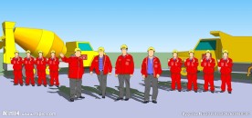 中铁铁建项目工地员工工装人模型