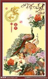 孔雀牡丹图