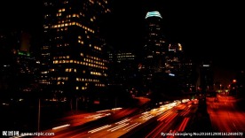 繁华城市夜景延时车流线