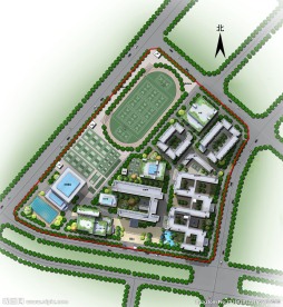 学校总平面规划渲染psd