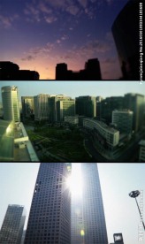 城市景观仰拍大楼视频