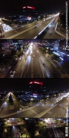 航拍北京城夜间公路交通