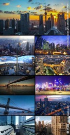 城市大楼街景夜景车水马龙上海东