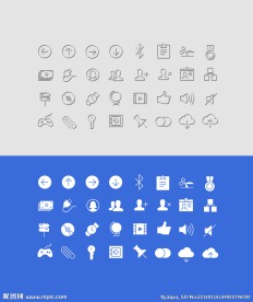 反色细线+实心图标组4