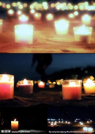 沙滩彩色祈福蜡烛实拍视频素材