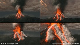 3D模拟火山喷发岩浆流视频素材