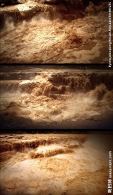 汹涌磅礴的黄河壶口瀑布景观