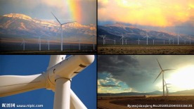 高原地区风能发电风车实拍视频