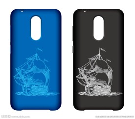 复古帆船镭雕图案手机壳