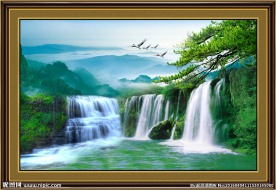 流水生财 山水风景画
