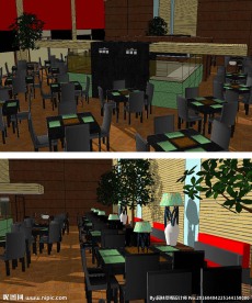 西餐厅草图大师SU模型