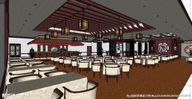 中式餐厅草图大师SU模型