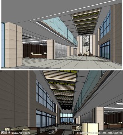 办公大堂草图大师SU模型