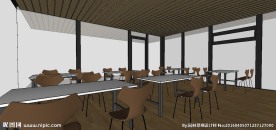 湖边小餐厅空间草图大师SU模型