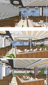 快餐店的室内设计草图大师模型