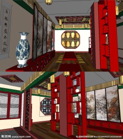 朝鲜风格的包间草图大师SU模型