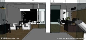 办公空间草图大师SU模型