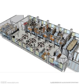 方舟办公空间草图大师SU模型