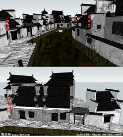 江南水乡建筑草图大师SU模型