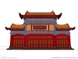 中式酒楼门头草图大师SU模型