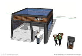 现代风格售货售卖亭草图大师SU