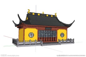 道观建筑草图大师SU模型