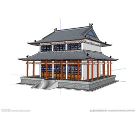 庙宇建筑草图大师SU模型