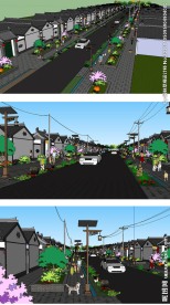 农村街道建筑草图大师SU模型