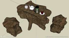 根雕木茶几草图大师SU模型