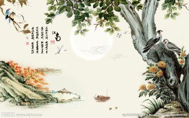 山水风景背景墙