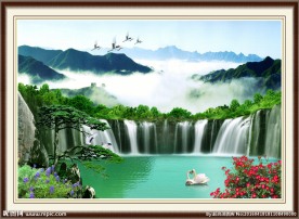 山水风景迎客松