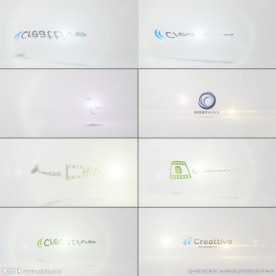 百叶扭曲翻转的标志演绎AE模板