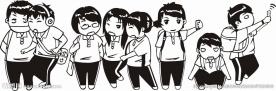 中学生男女学生排队班服图案