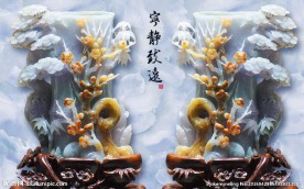 玉雕摆件风水饰品中国风背景