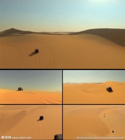 吉普车穿行沙漠