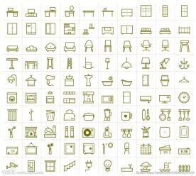 家具 家居装饰 矢量 线性图标