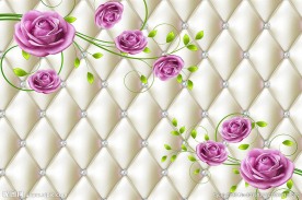 现代简约紫色花朵花卉软包背景墙