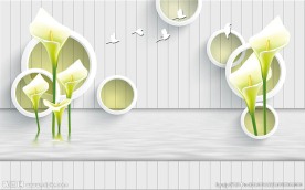 现代简约浪漫马蹄莲花朵背景墙