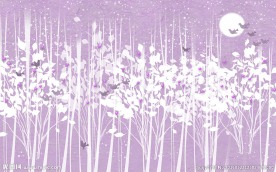 现代简约浪漫花卉植物背景墙